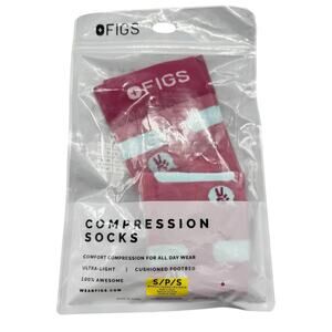 NWT FIGS Compression 100% Awesome Socks Pink Womens Size Small Peace Out Cancer